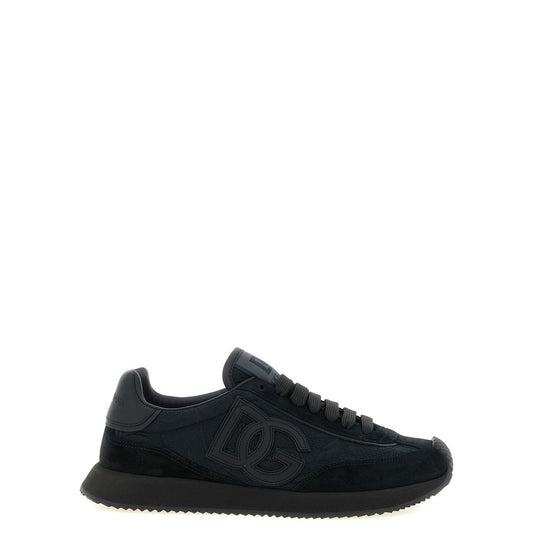 Dolce & Gabbana Black Leather Athletic Sneakers