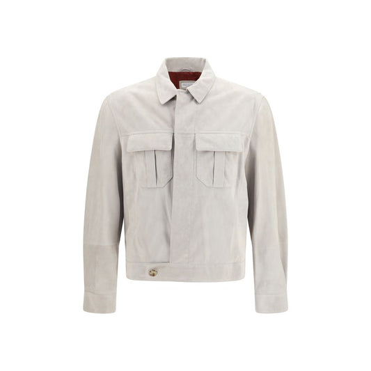 Brunello Cucinelli Beige Leather Leather Jacket