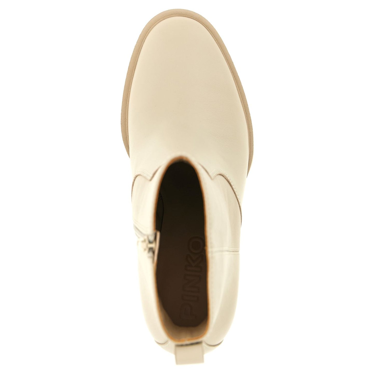PINKO White Cowhide Ankle Boots