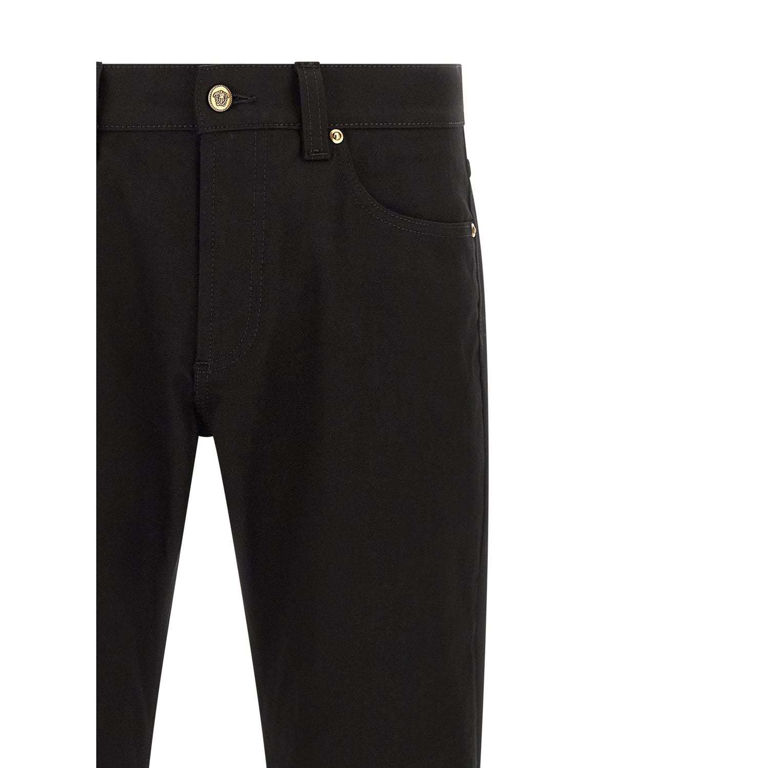 Versace Black Cotton Straight-Leg Jeans