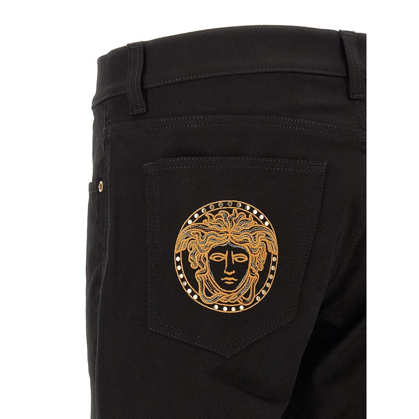 Versace Black Cotton Straight-Leg Jeans