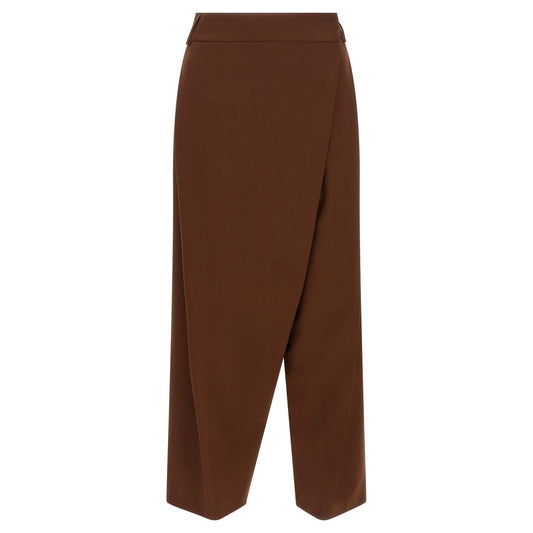 Alberto Biani Brown Wool Cropped Pants