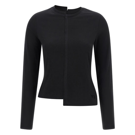 Y-3 Black Cotton Long Sleeve T-Shirt