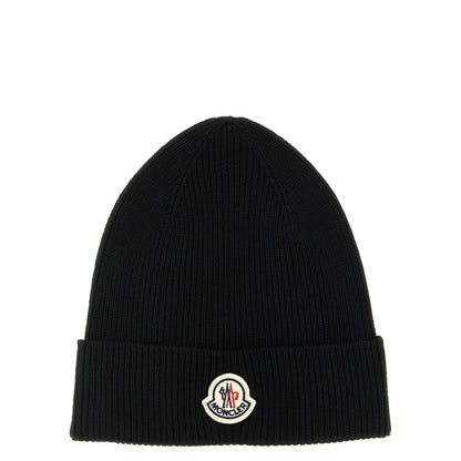 Moncler Black Virgin Wool Beanie