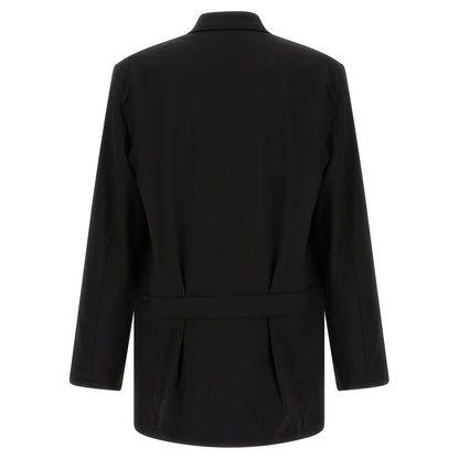 Y-3 Black Wool Full-Length Jacket