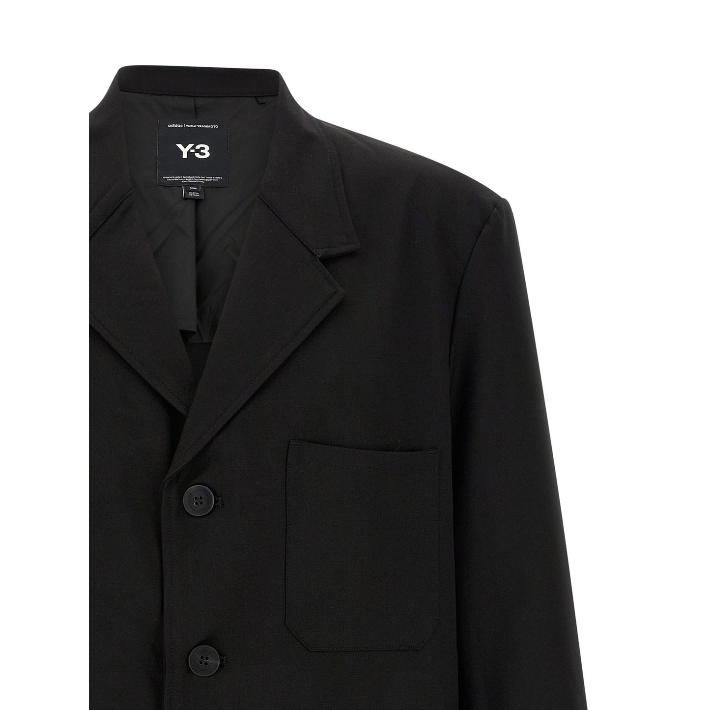 Y-3 Black Wool Full-Length Jacket