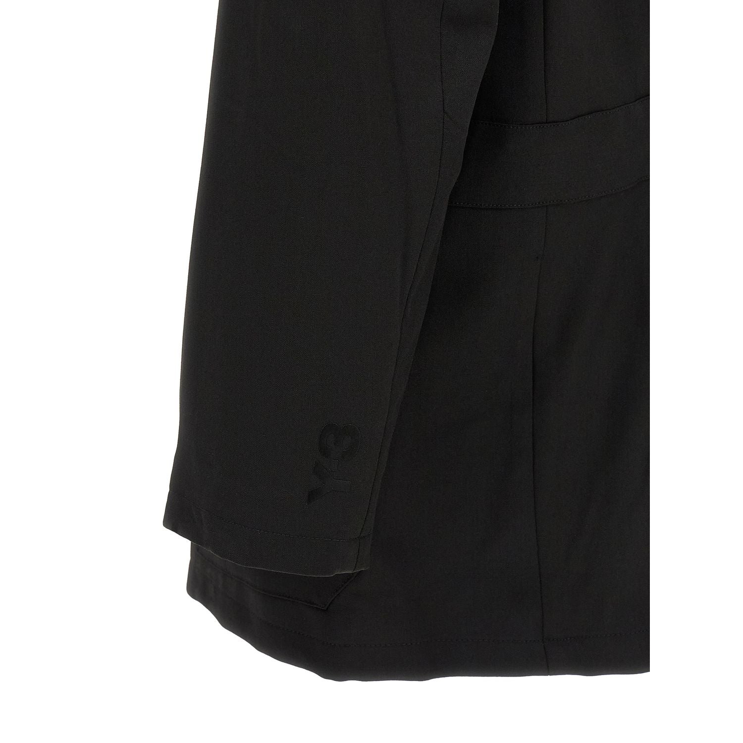 Y-3 Black Wool Full-Length Jacket