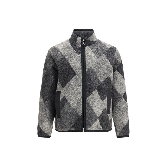 Moncler Gray Wool Oves Aries Full-Length Jacket
