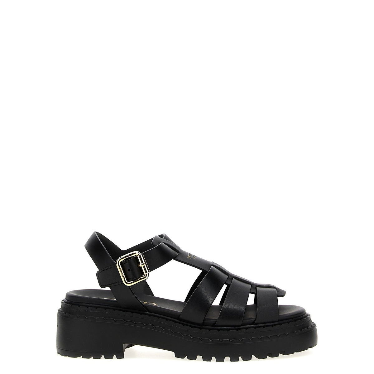 Prada Black Calfskin Flat Sandals