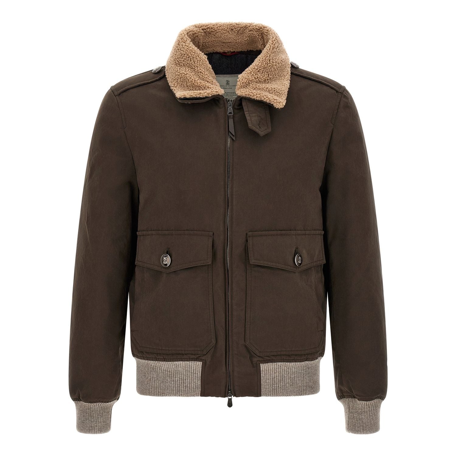 Brunello Cucinelli Brown Cotton Bomber