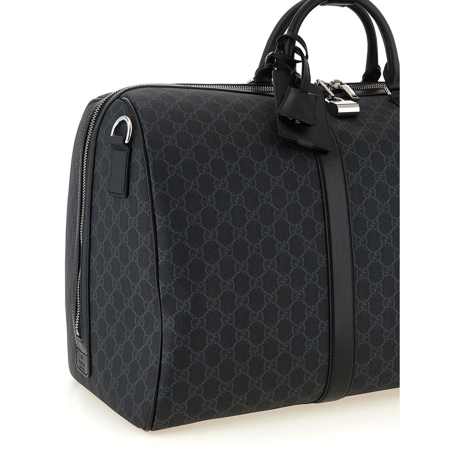 Gucci Black ‘GG Supreme’ Canvas Duffle Bag