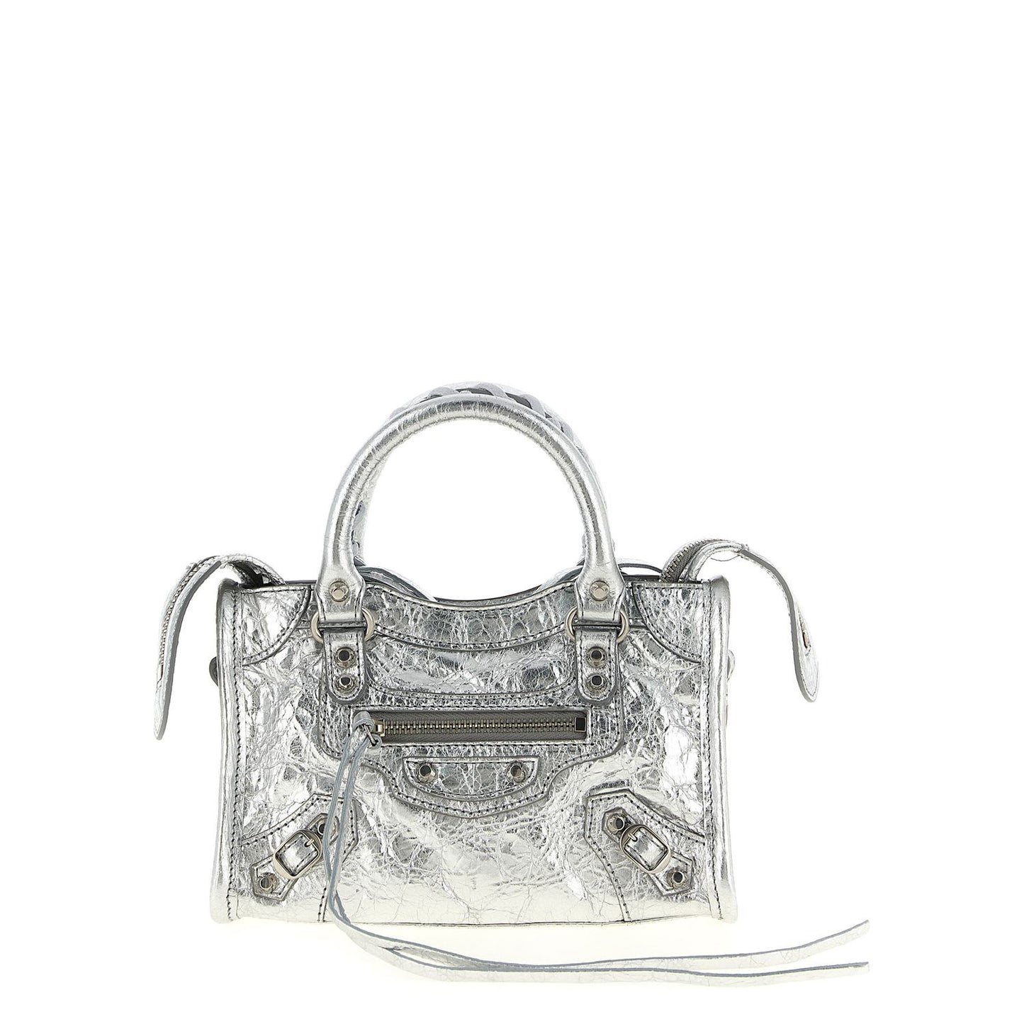 Balenciaga Silver Lamb Leather Crossbody Bag