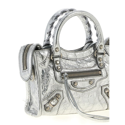 Balenciaga Silver Lamb Leather Crossbody Bag