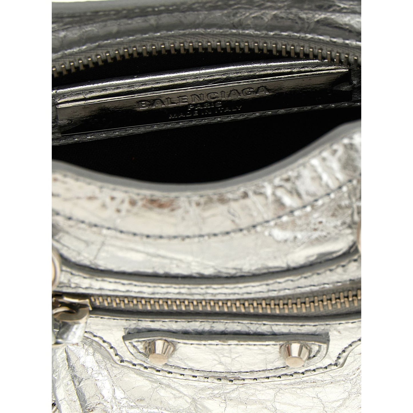Balenciaga Silver Lamb Leather Crossbody Bag