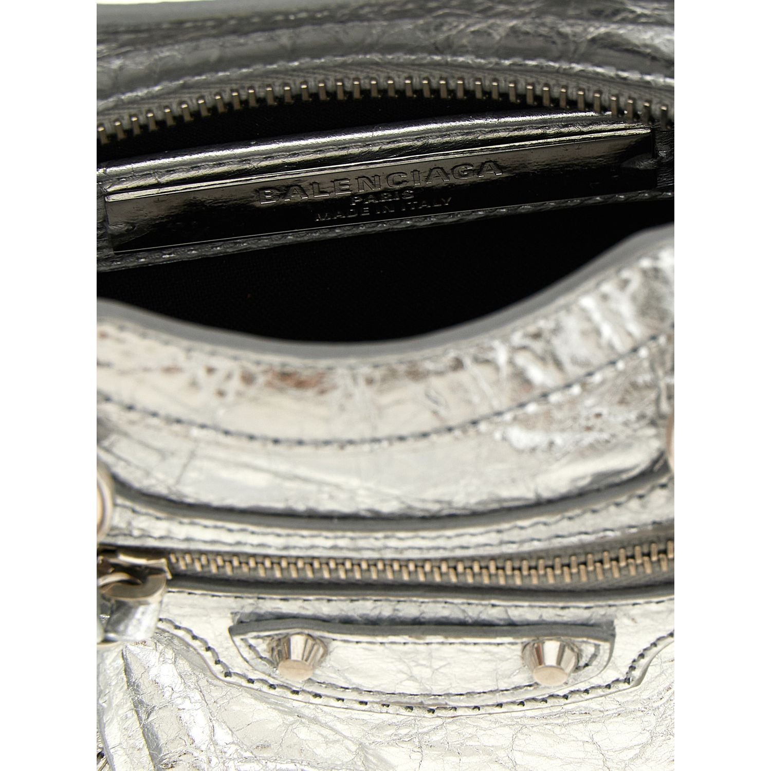 Balenciaga Silver Lamb Leather Crossbody Bag