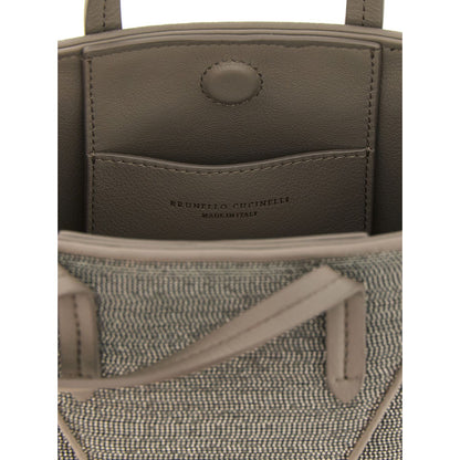 Brunello Cucinelli Gray Calfskin Handbag