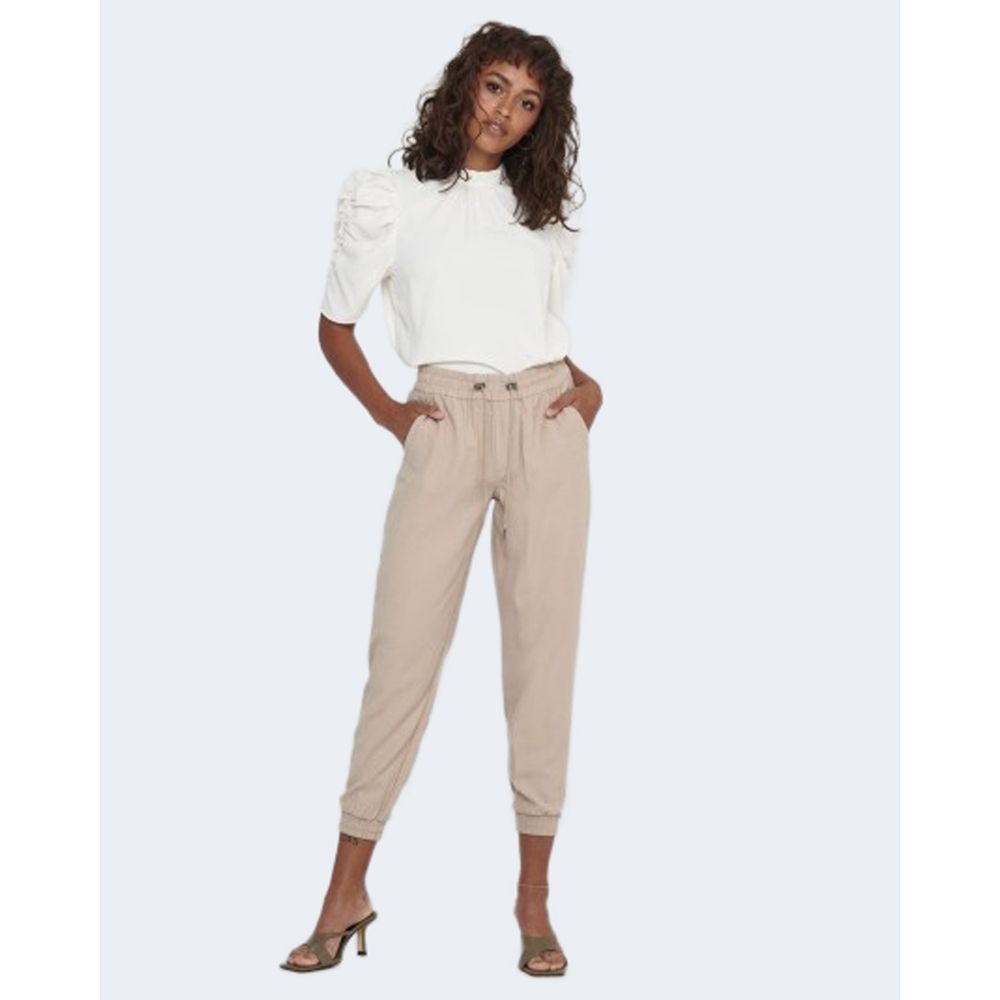 Only Beige Viscose Casual Pants