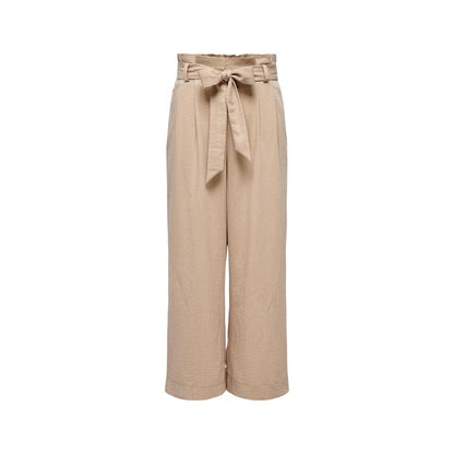 Only Beige Viscose Casual Pants