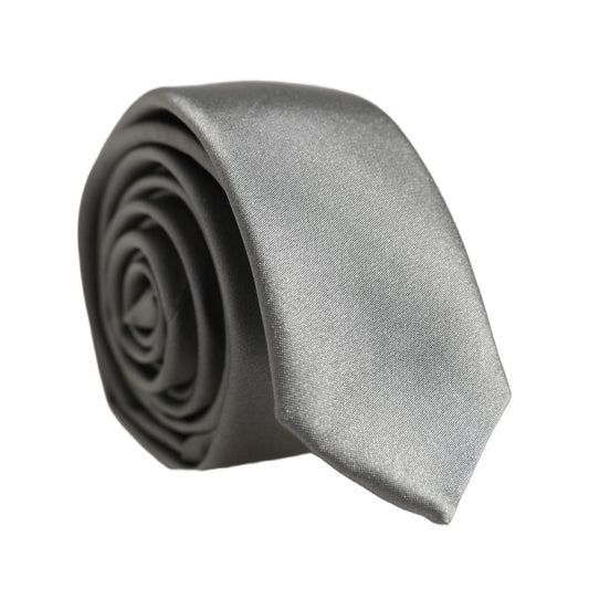 Dolce & Gabbana Gray Satin 100% Silk Adjustable Tied Men Necktie Tie