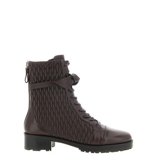 Alexandre Birman Purple Calfskin Lace-Up Boots