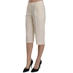 Silvian Heach Elegant Straight Cropped Pants in Cream Silvian Heach Gray