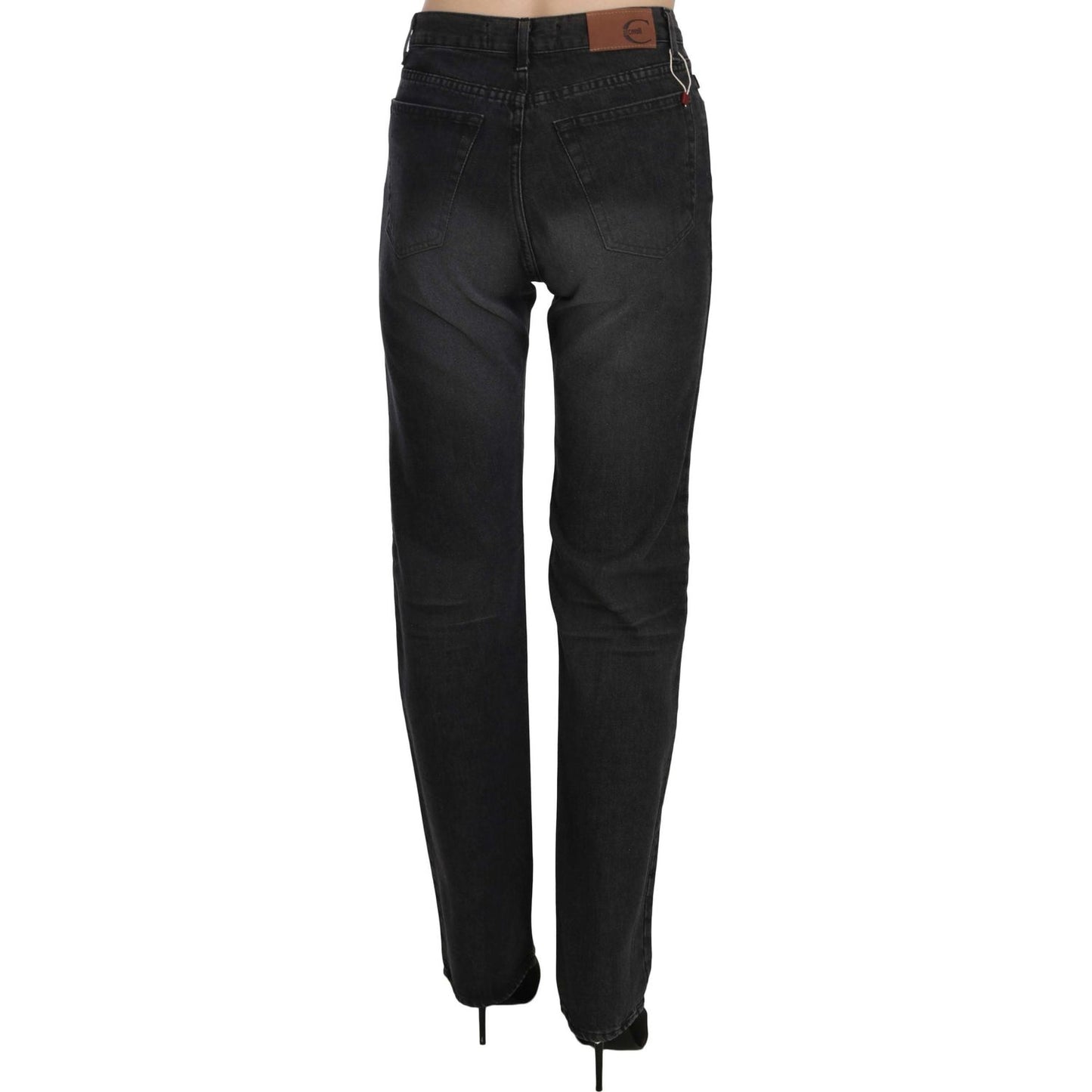 Just Cavalli Black Washed High Waist Straight Denim Pants Jeans PAN70334-30