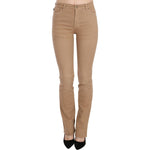 Just Cavalli Chic Brown Mid Waist Skinny Trousers Just Cavalli Rosy Brown