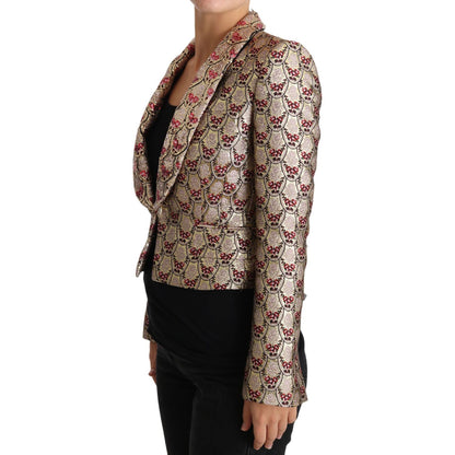 Dolce & Gabbana Gold Floral Sequined Blazer Coat Jacket Coats & Jackets
