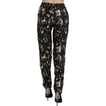 Dolce & Gabbana Elegant High Waist Tapered Silk Pants Jeans & Pants Dolce & Gabbana Black