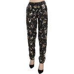 Dolce & Gabbana Elegant High Waist Tapered Silk Pants Jeans & Pants Dolce & Gabbana Gray