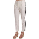 Dolce & Gabbana Elegant White Stripe Wool Tapered Trousers Dolce & Gabbana Gray