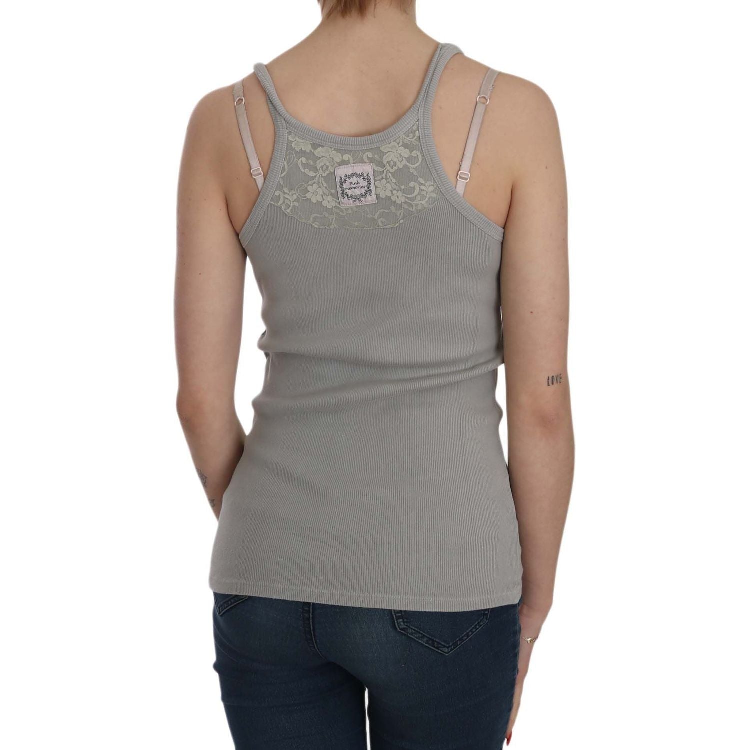 PINK MEMORIES Grey Sleeveless Spaghetti Strap Shirt