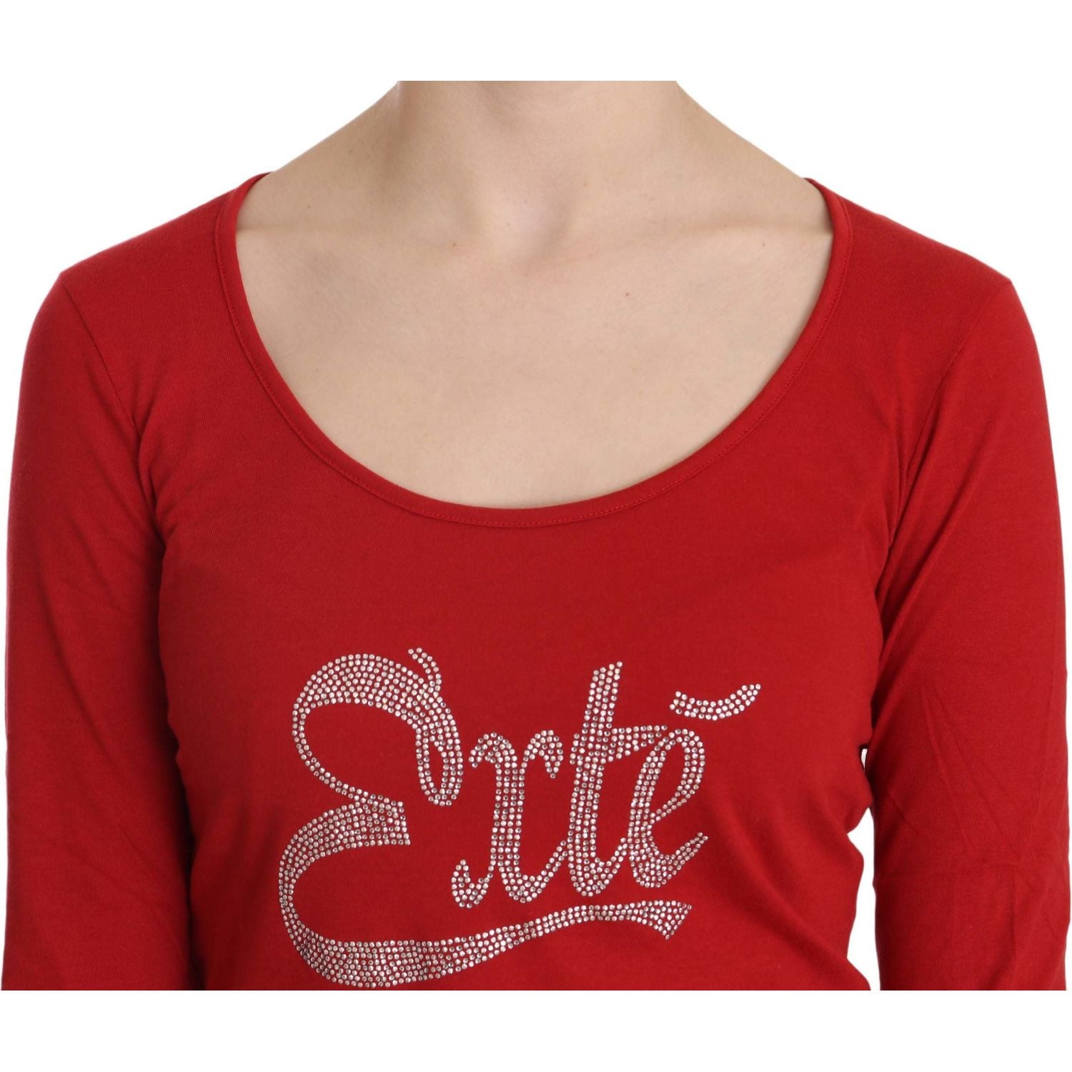 Exte Red Crystal Embellished Long Sleeve Blouse