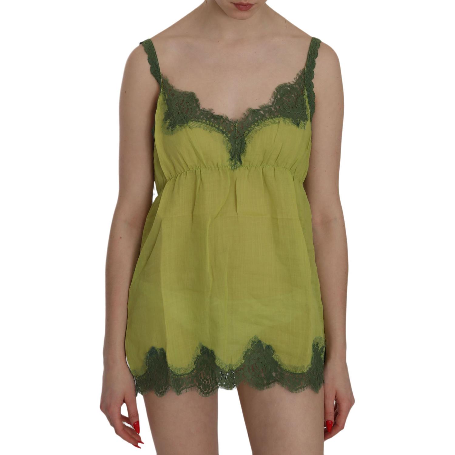 PINK MEMORIES Green Lace Spaghetti Strap Tank Top Blouse