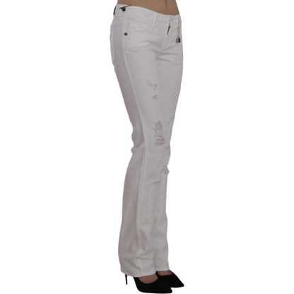 Costume National White Cotton Slim Fit Straight Jeans Pants