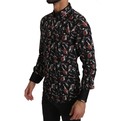 Dolce & Gabbana Black Musical Instrument Slim fit Shirt