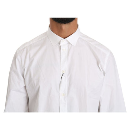 Dolce & Gabbana White Cotton Long Sleeve Top Shirt MAN TOPS AND SHIRTS