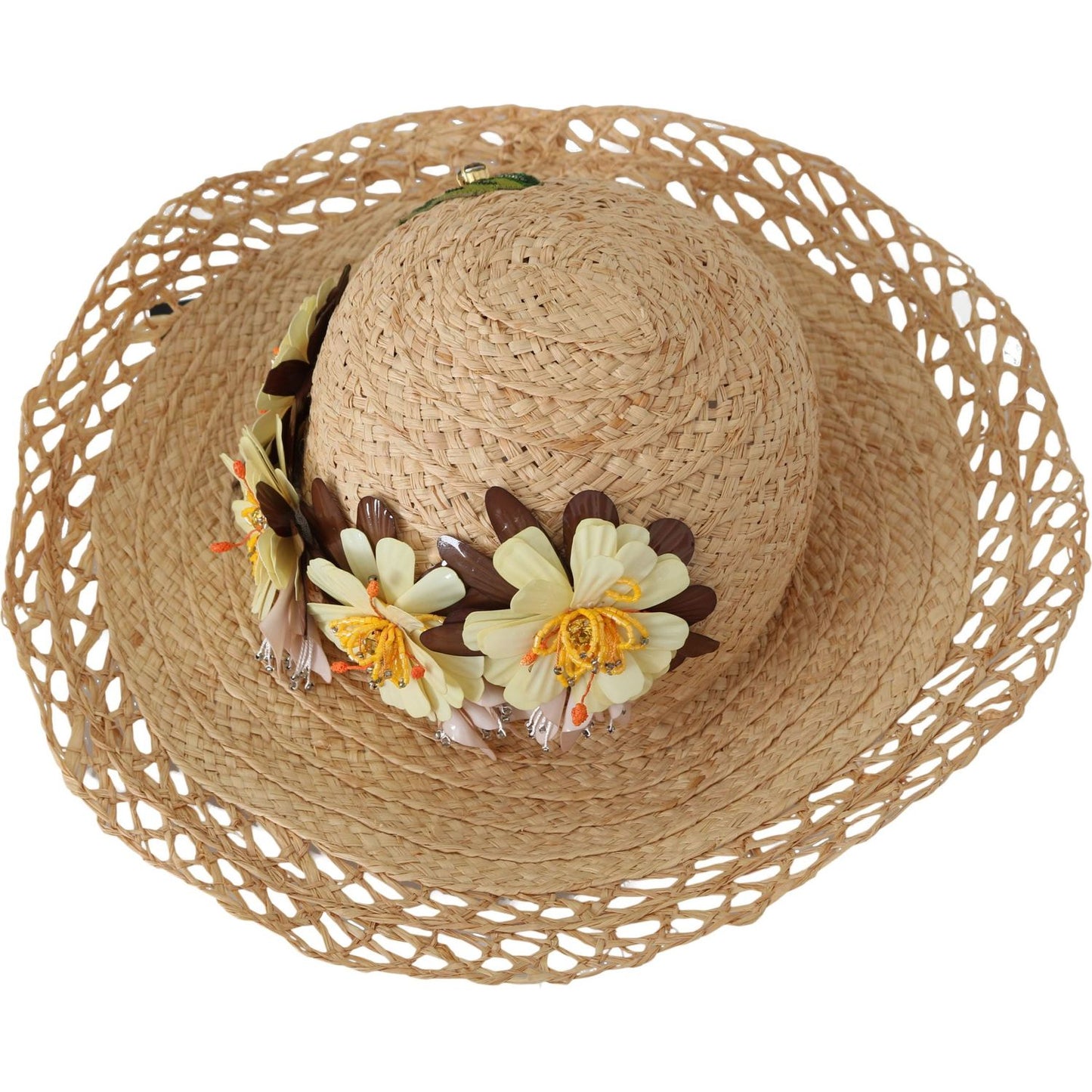 Dolce & Gabbana Beige Wide Brim Floral Bucket Capello Hat 1728,56 cm|XS,67345645728,Accessories,Beige,Bucket Hats - Hats - Accessories,Dolce & Gabbana,Hats - Accessories,Hats - Women - Accessories,New with tags,Women,Women - Accessories