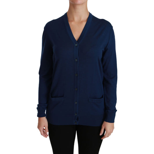 Dolce & Gabbana Blue Button Cardigan Virgin Wool Sweater TSH4441-36