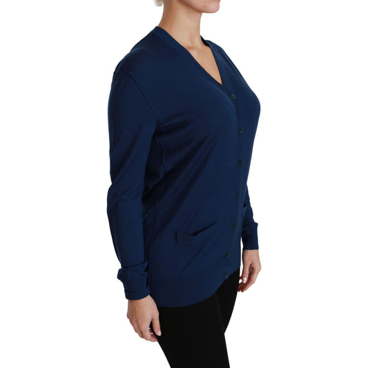 Dolce & Gabbana Blue Button Cardigan Virgin Wool Sweater TSH4441-36