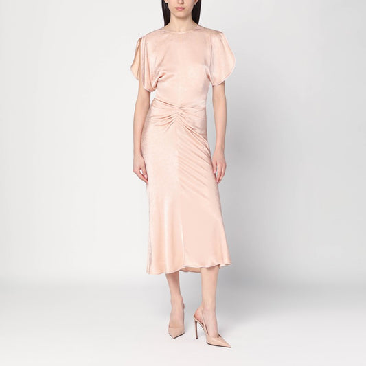 Victoria Beckham Light pink damask dress with gathering 1225WDR005227NPL/Q_VIBEC-BA_111