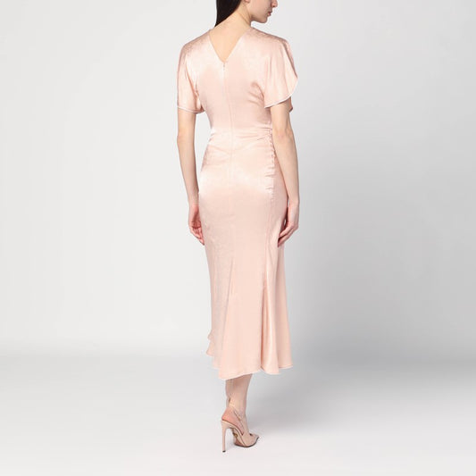 Victoria Beckham Light pink damask dress with gathering 1225WDR005227NPL/Q_VIBEC-BA_111