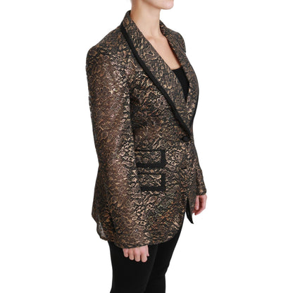 Dolce & Gabbana Gold Black Lace Blazer Coat Floral Jacket
