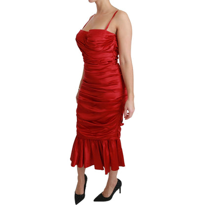 Dolce & Gabbana Red Silk Stretch Mermaid Bodycon Dress