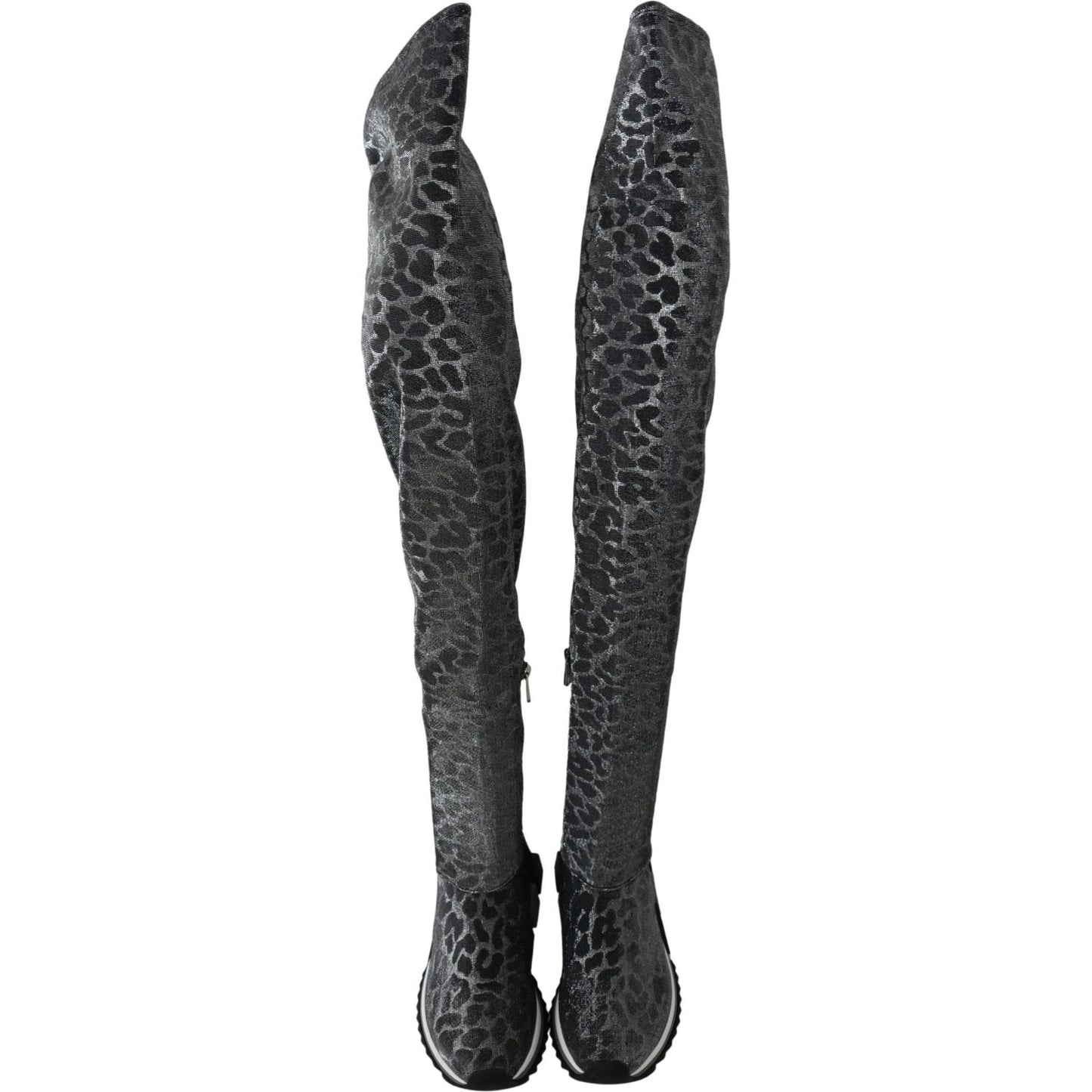 Dolce & Gabbana Gray Leopard High Top Sneakers Booties Shoes