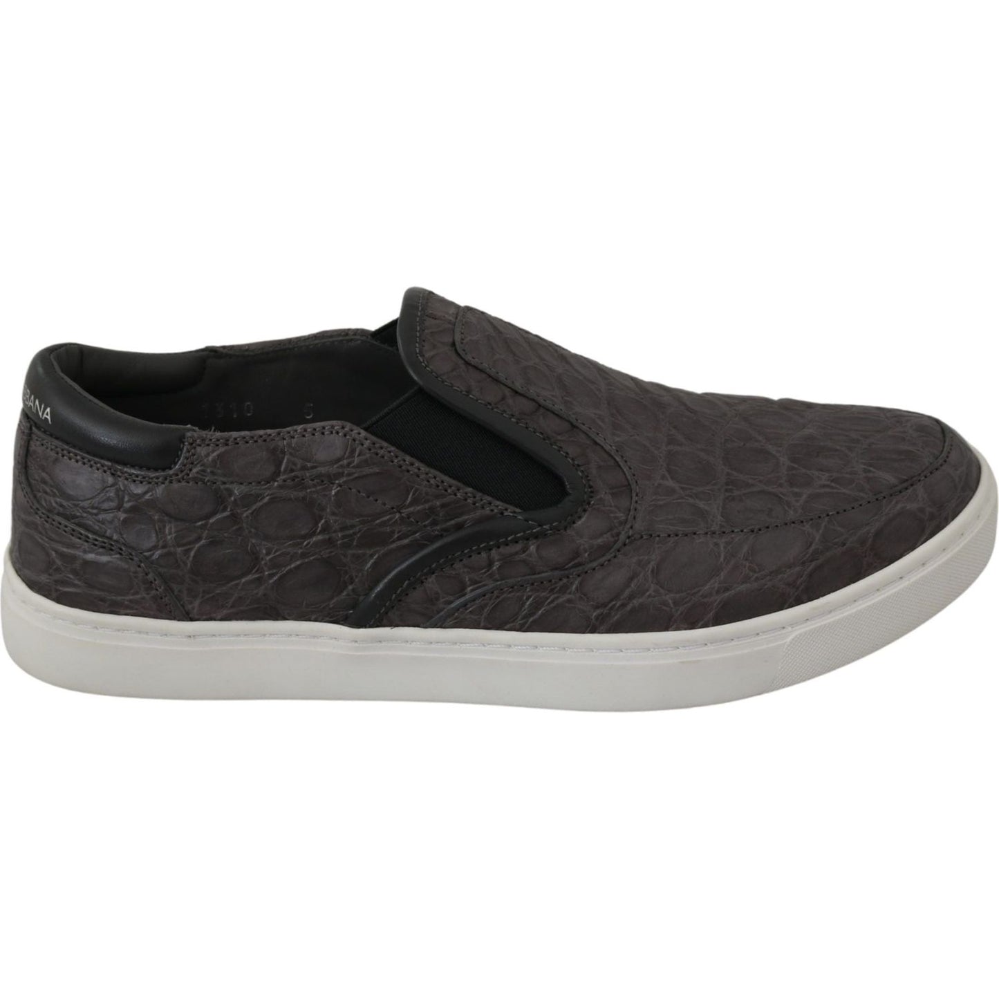 Dolce & Gabbana Gray Leather Flat Caiman Mens Loafers Shoes