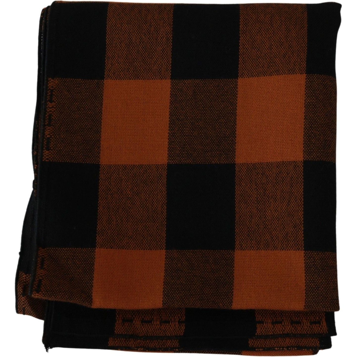 Costume National Orange Check Neck Wrap Shawl Scarf