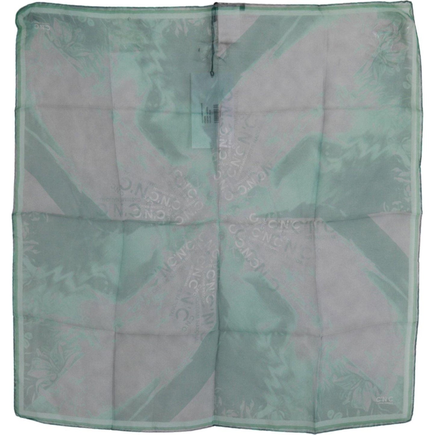 Costume National Green Silk Shawl Foulard Wrap Scarf