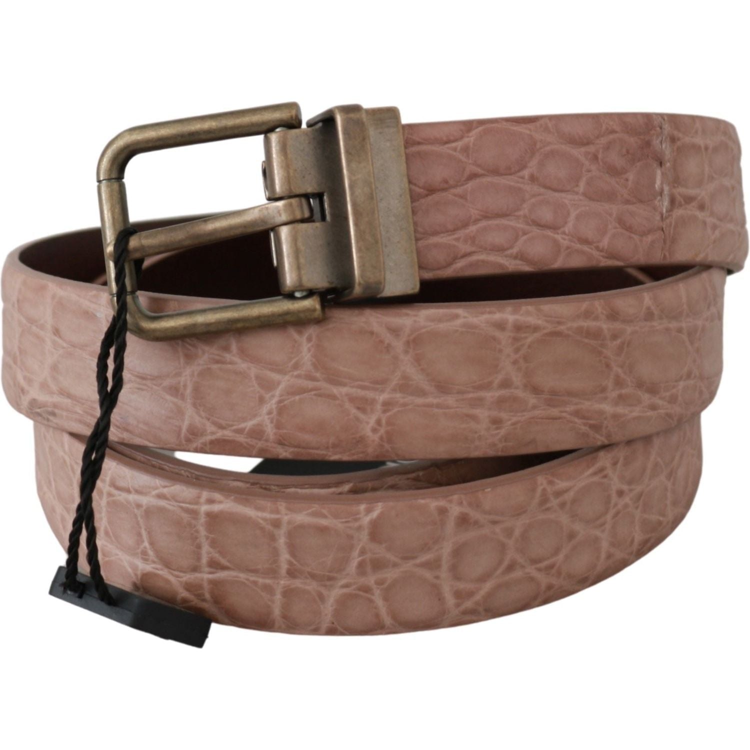 Dolce & Gabbana Beige Exotic Skin Gold Buckle Leather Belt