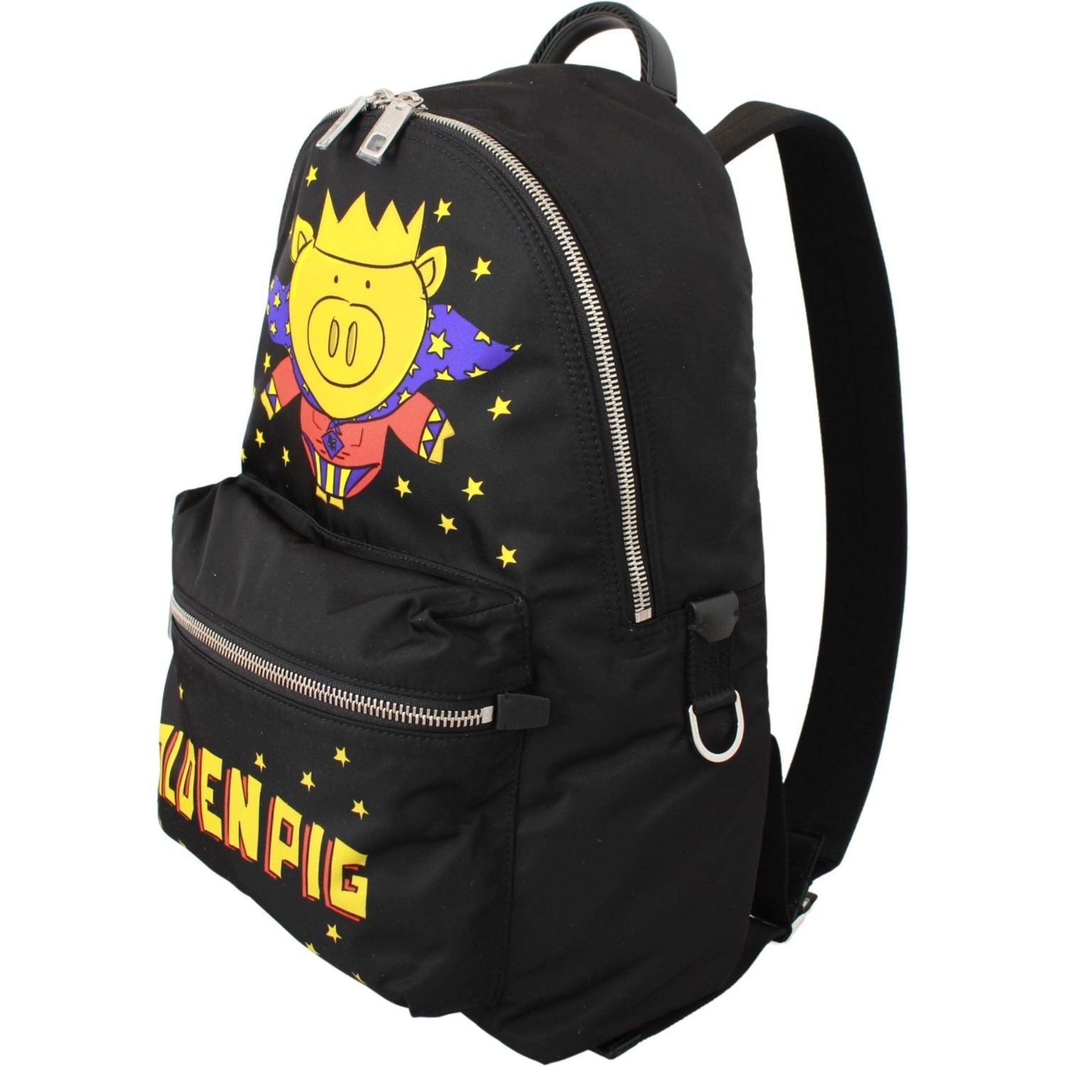 Dolce & Gabbana Black Golden Pig of the Year School Backpack